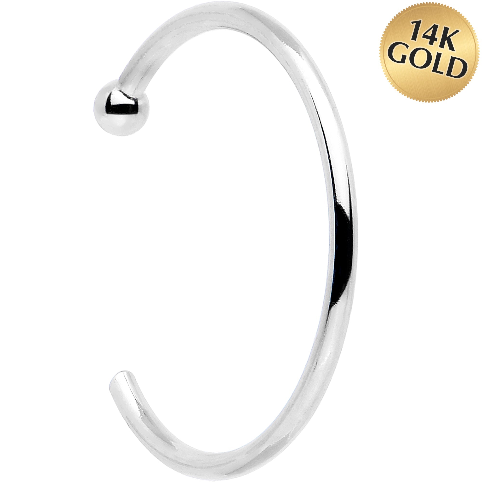 BodyCandy 20G 5/16 Solid 14K White Gold Nose Hoop — back view