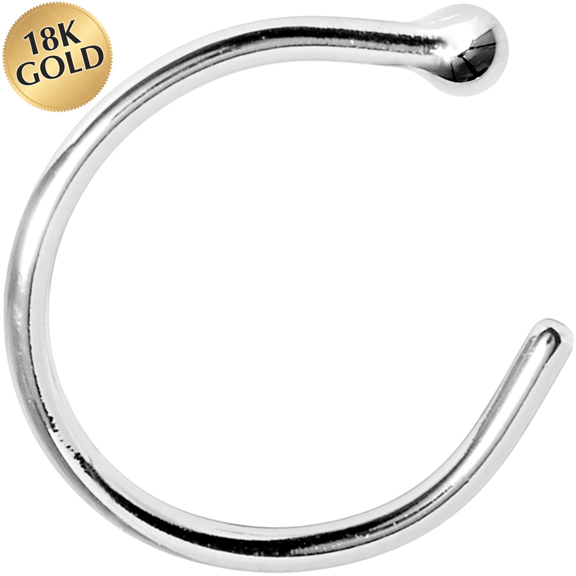 BodyCandy 20G 5/16 Solid 18K White Gold Nose Hoop — main product shot