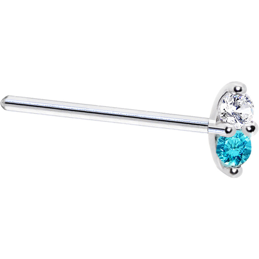BodyCandy 14k White Gold Mint Green 1.5mm CZ Marquise Nose Ring — detail close-up