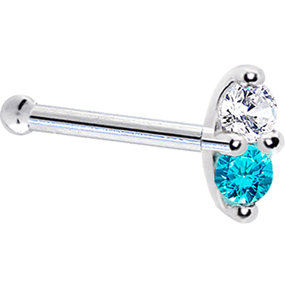 BodyCandy 14k White Gold Mint Green 1.5mm CZ Marquise Nose Ring — lifestyle context