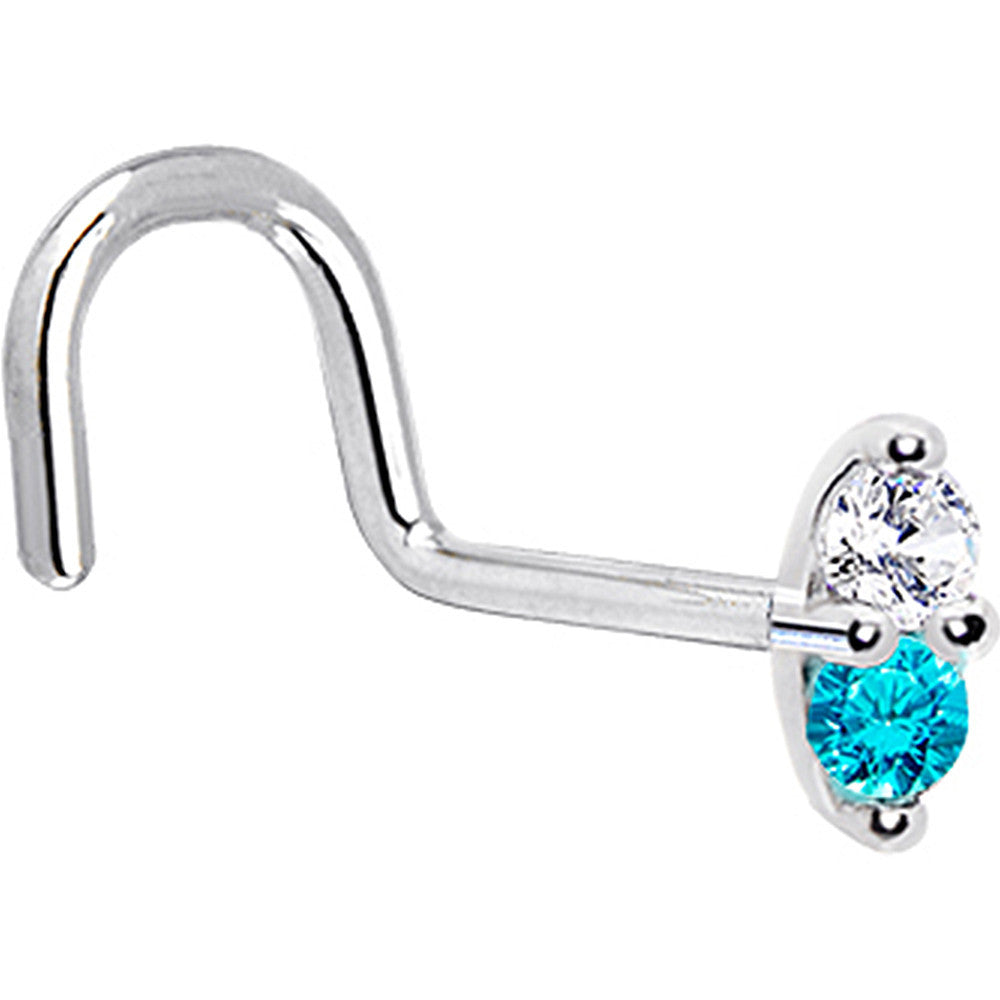 BodyCandy 14k White Gold Mint Green 1.5mm CZ Marquise Nose Ring — alternative angle