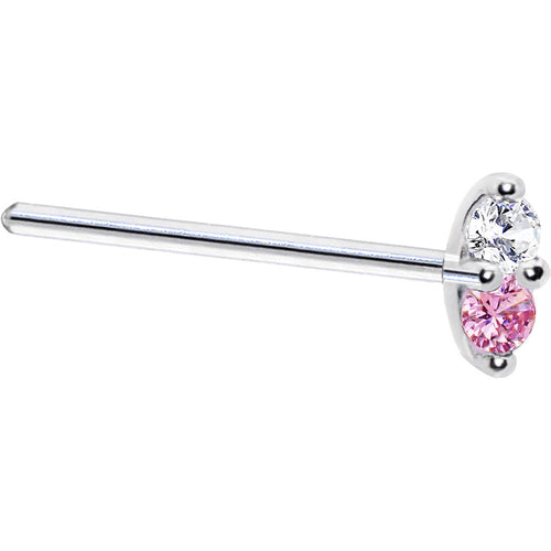 BodyCandy 14k White Gold Pink 1.5mm CZ Marquise Nose Ring — detail close-up