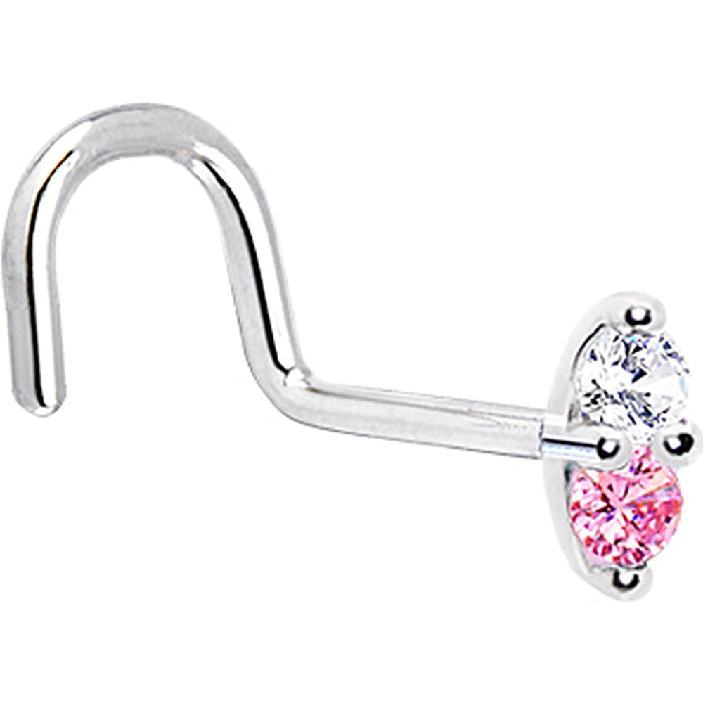 BodyCandy 14k White Gold Pink 1.5mm CZ Marquise Nose Ring — alternative angle