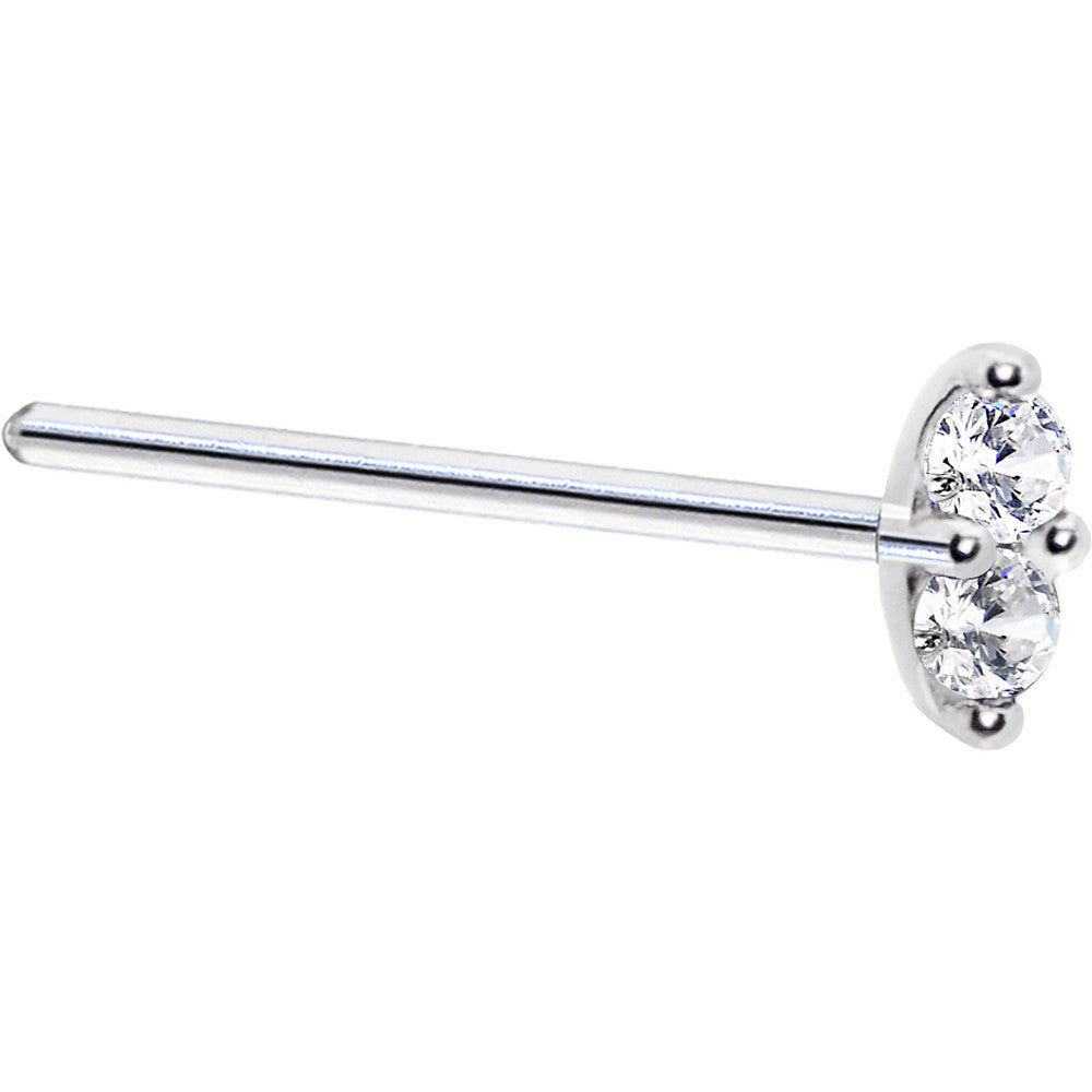 BodyCandy 14k White Gold Clear 1.5mm CZ Marquise Nose Ring — detail close-up
