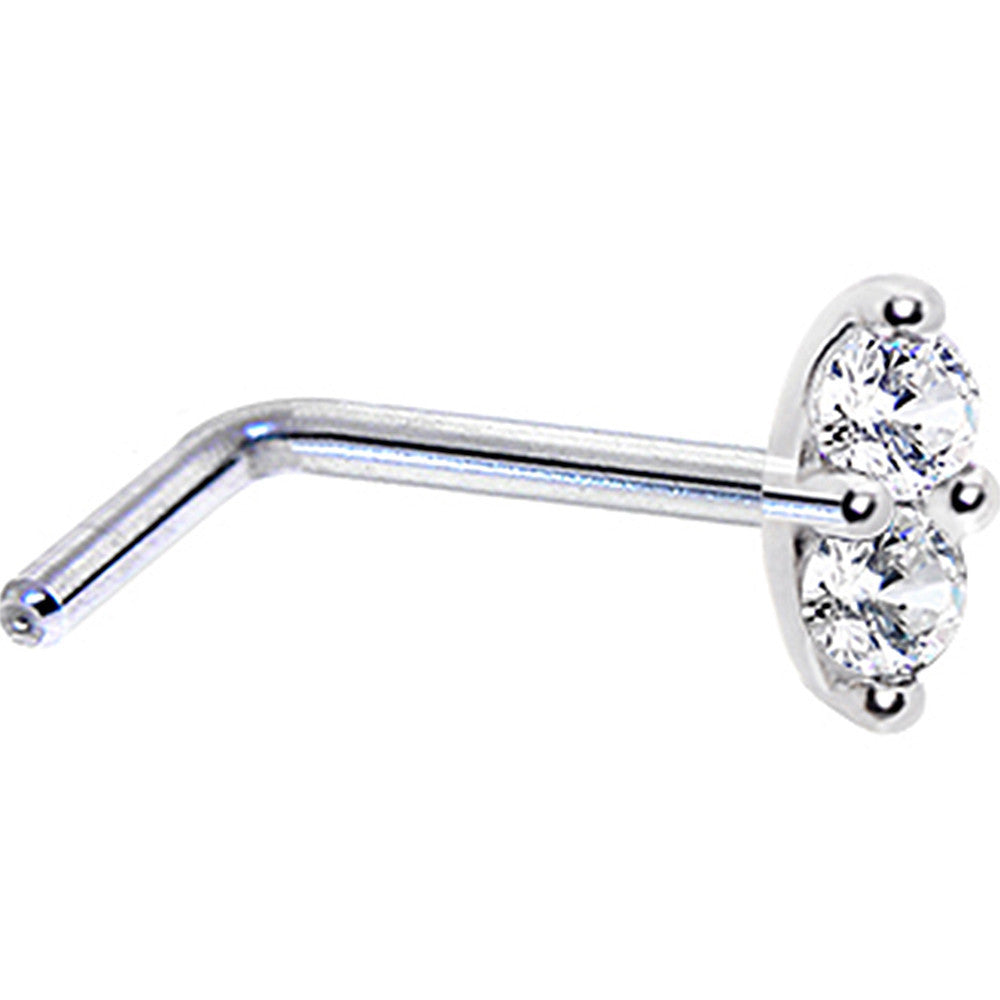 BodyCandy 14k White Gold Clear 1.5mm CZ Marquise Nose Ring — side view