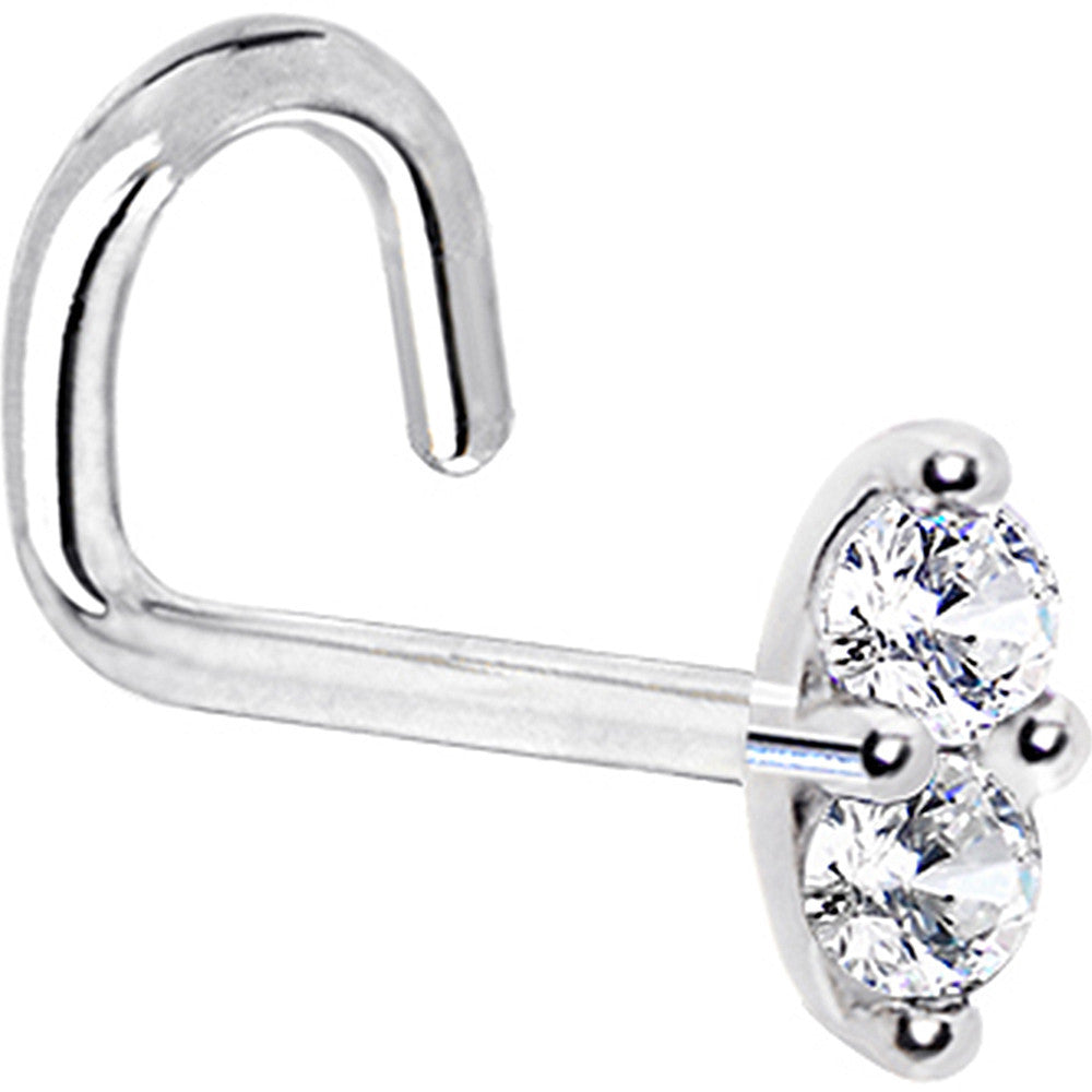 BodyCandy 14k White Gold Clear 1.5mm CZ Marquise Nose Ring — back view