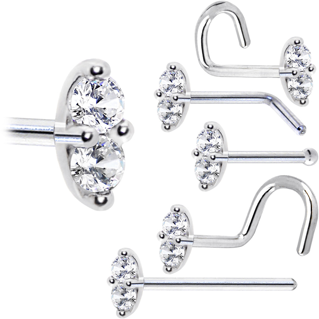 BodyCandy 14k White Gold Clear 1.5mm CZ Marquise Nose Ring — in-use photo