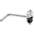 BodyCandy 14k White Gold Black 1.5mm CZ Marquise Nose Ring — detail close-up