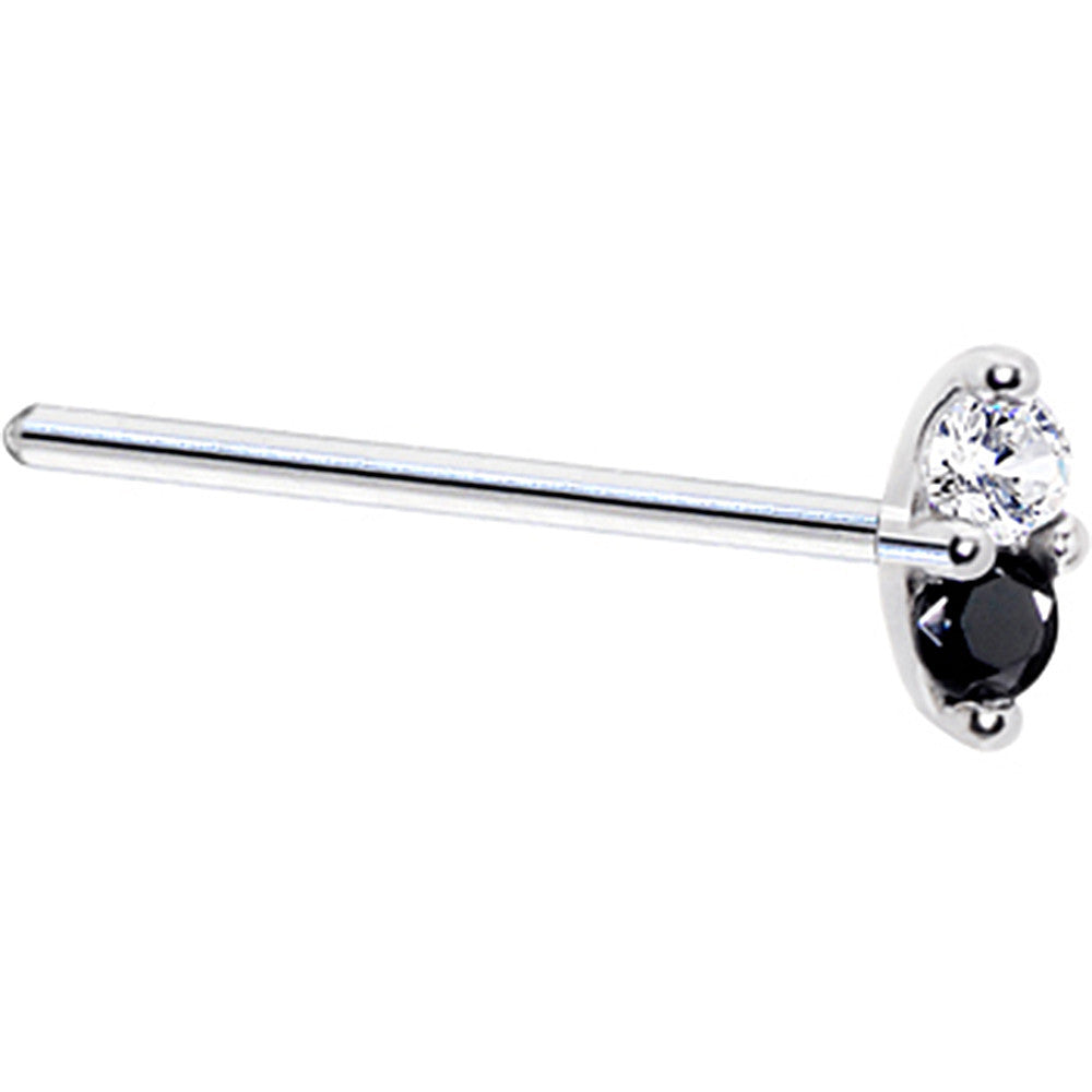 BodyCandy 14k White Gold Black 1.5mm CZ Marquise Nose Ring — side view