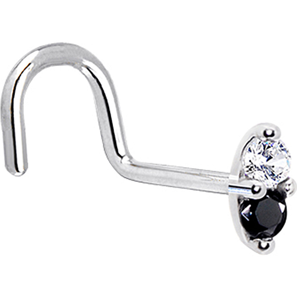 BodyCandy 14k White Gold Black 1.5mm CZ Marquise Nose Ring — alternative angle