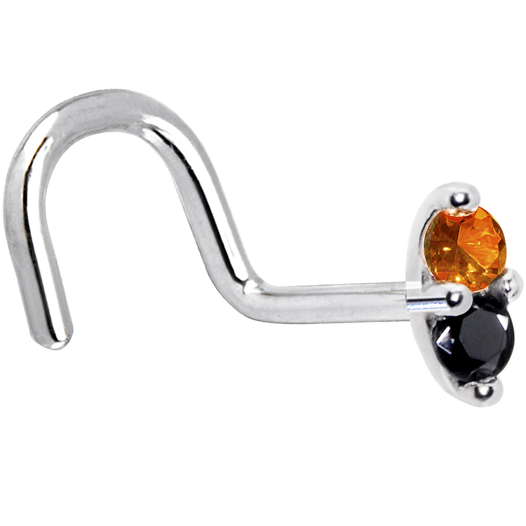 BodyCandy 14k White Gold Black Orange 1.5mm CZ Marquise Nose Ring — alternative angle
