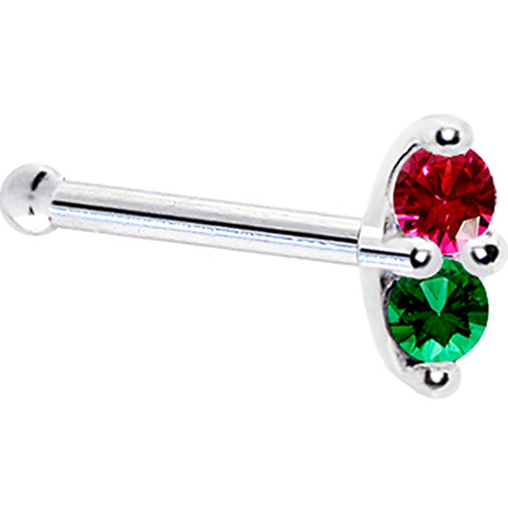 BodyCandy 14k White Gold Red Green 1.5mm CZ Marquise Nose Ring — lifestyle context