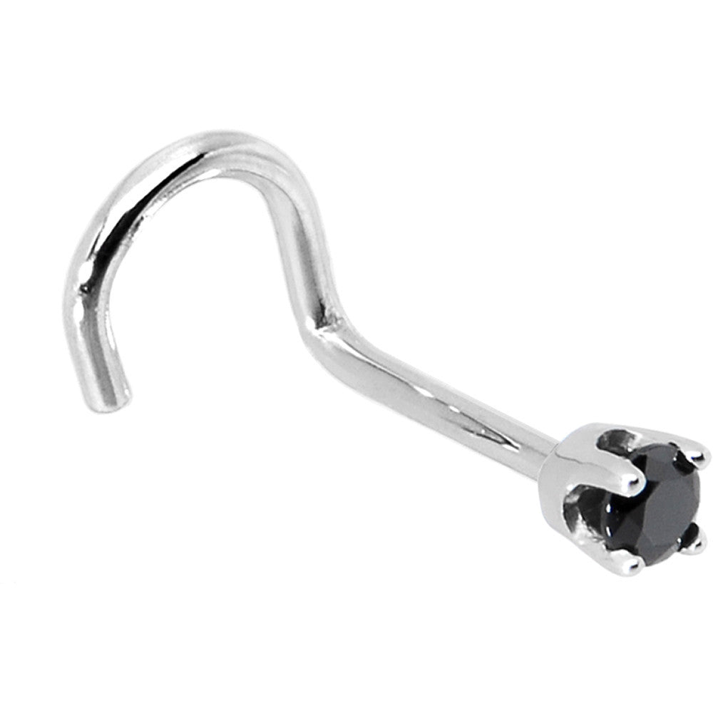 BodyCandy Solid 14K White Gold 2mm Black Cubic Zirconia Nose Ring — alternative angle