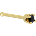 BodyCandy Solid 14K Yellow Gold 2mm Black Cubic Zirconia Nose Ring — detail close-up