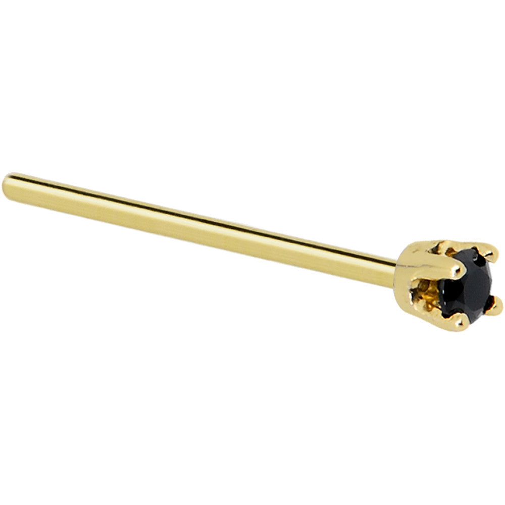 BodyCandy Solid 14K Yellow Gold 2mm Black Cubic Zirconia Nose Ring — lifestyle context