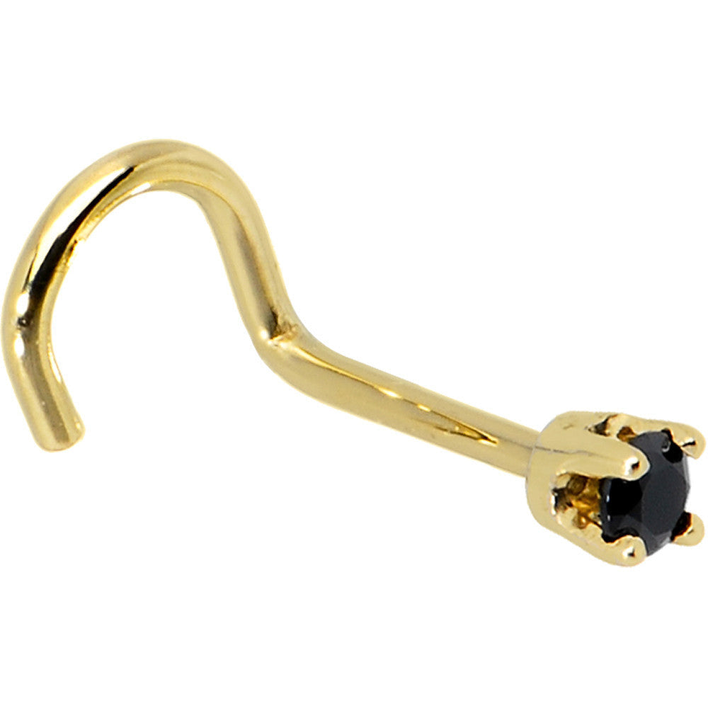 BodyCandy Solid 14K Yellow Gold 2mm Black Cubic Zirconia Nose Ring — alternative angle