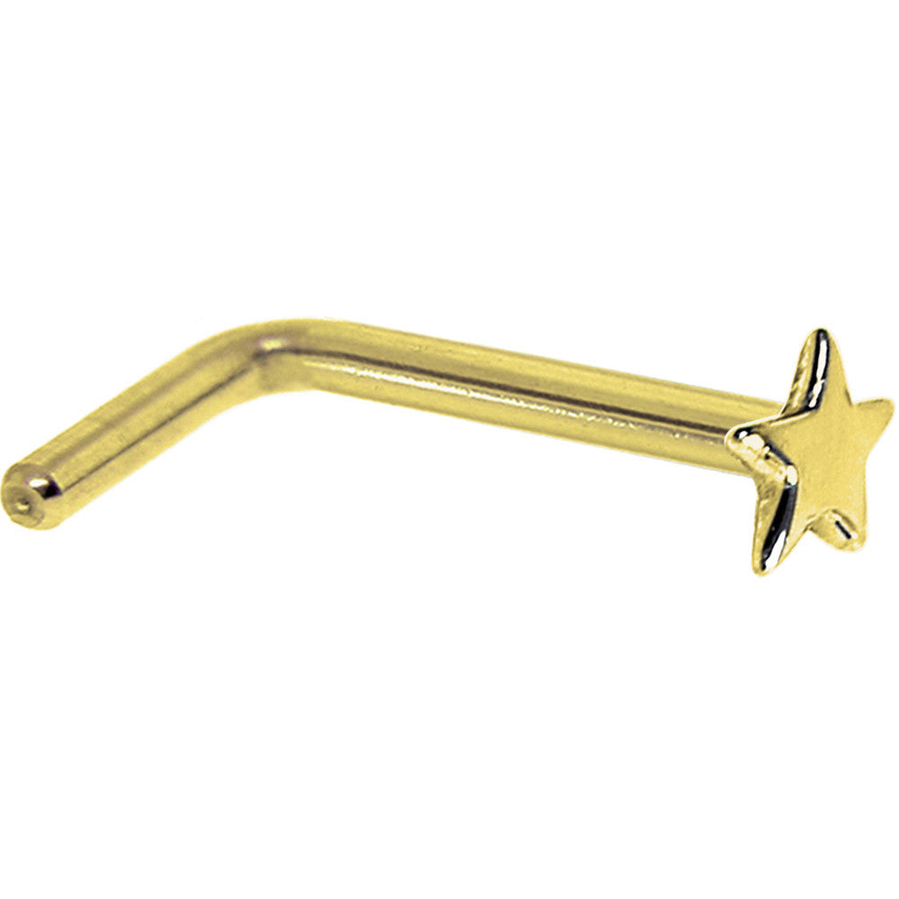 BodyCandy Solid 14K Yellow Gold Star Nose Ring — side view
