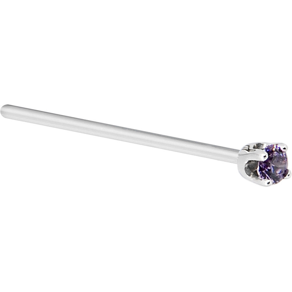 BodyCandy Solid 14K White Gold 2mm Amethyst Cubic Zirconia Nose Ring — lifestyle context