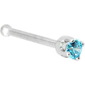 BodyCandy Solid 14K White Gold 2mm Mint Green Cubic Zirconia Nose Ring — detail close-up