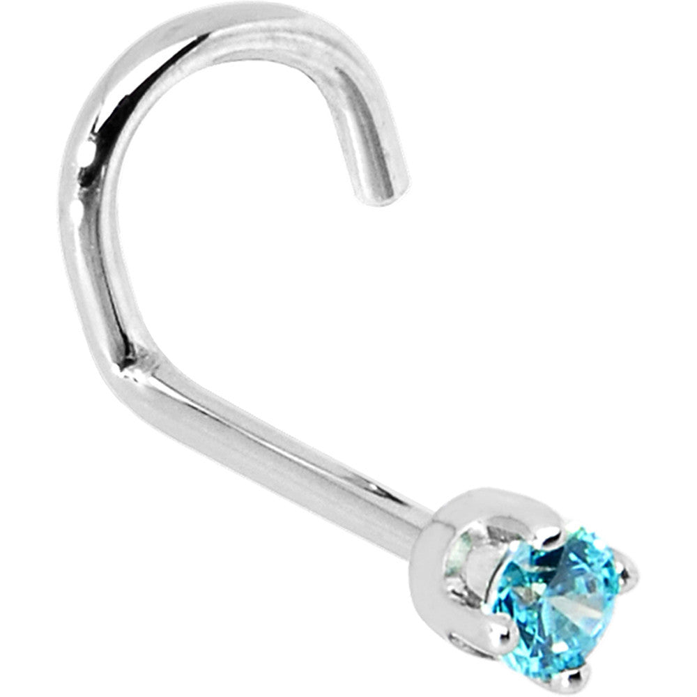 BodyCandy Solid 14K White Gold 2mm Mint Green Cubic Zirconia Nose Ring — back view