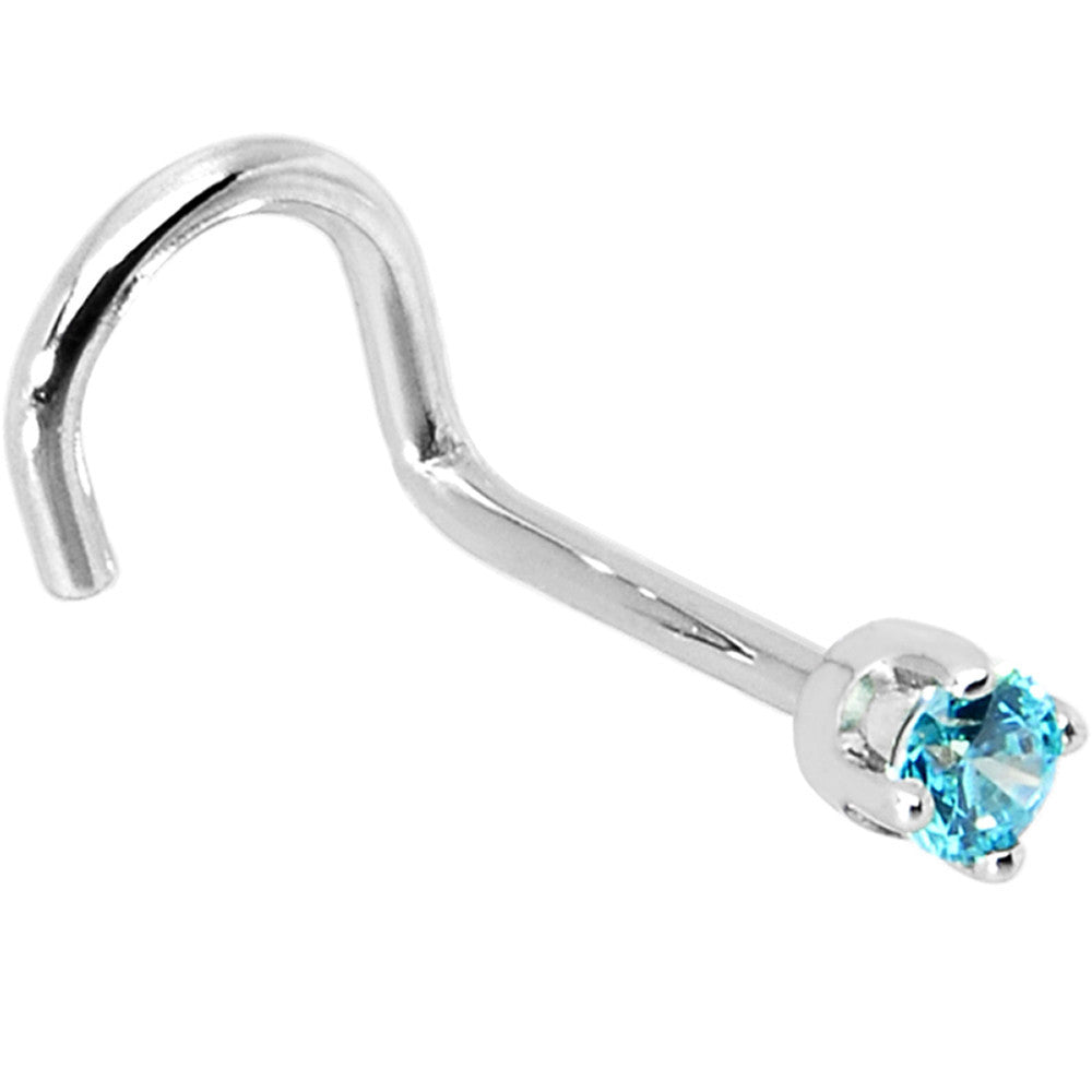 BodyCandy Solid 14K White Gold 2mm Mint Green Cubic Zirconia Nose Ring — alternative angle