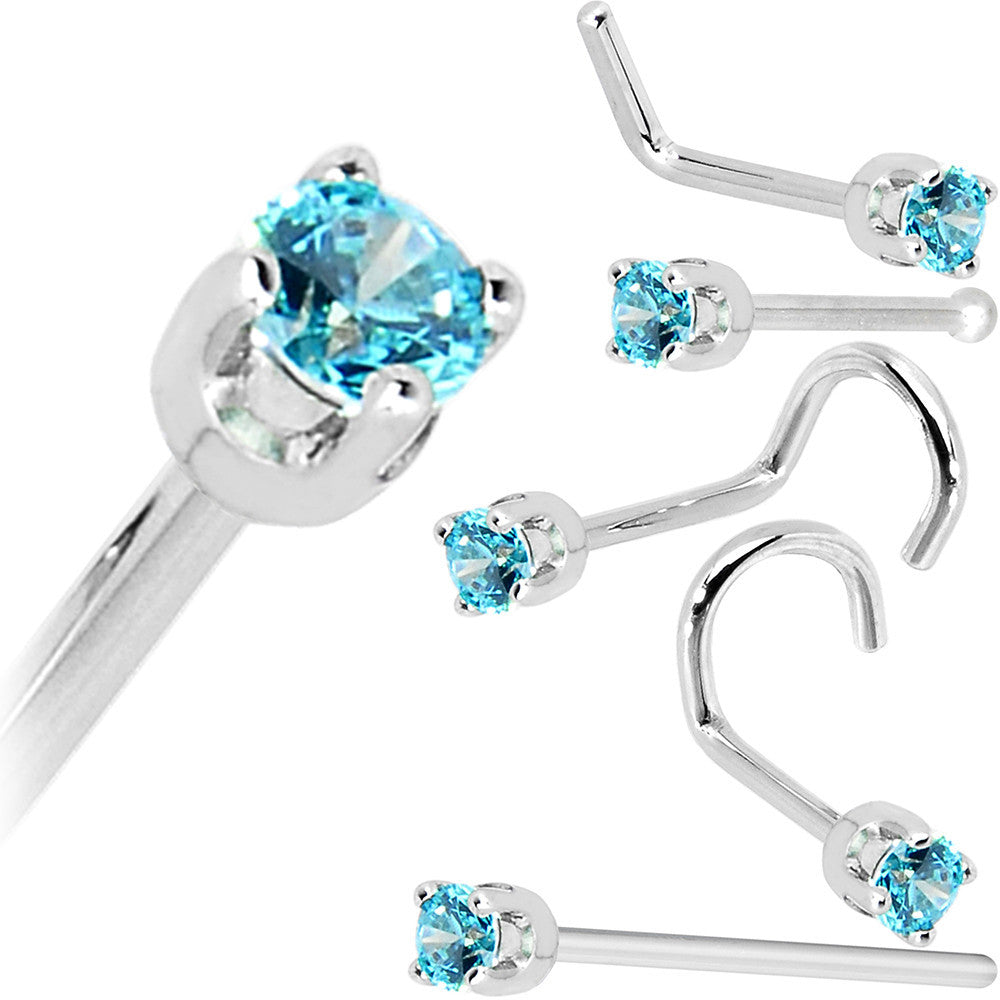 BodyCandy Solid 14K White Gold 2mm Mint Green Cubic Zirconia Nose Ring — size reference
