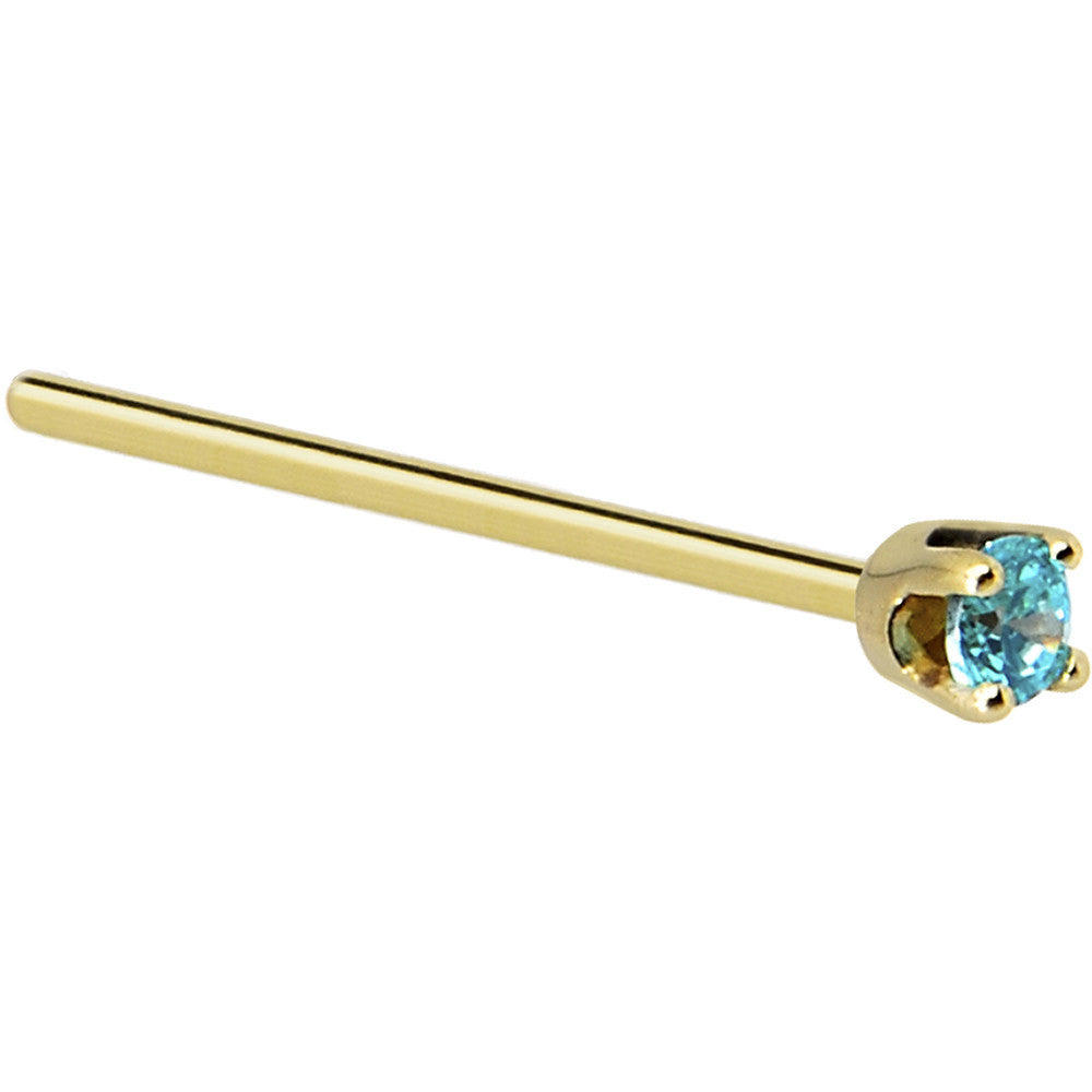 BodyCandy Solid 14K Yellow Gold 2mm Mint Green Cubic Zirconia Nose Ring — lifestyle context