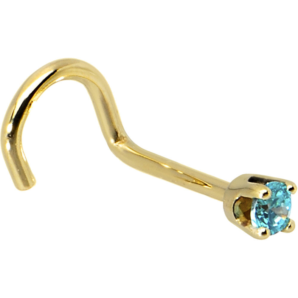 BodyCandy Solid 14K Yellow Gold 2mm Mint Green Cubic Zirconia Nose Ring — alternative angle