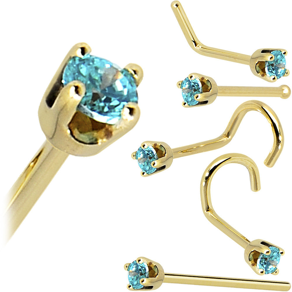 BodyCandy Solid 14K Yellow Gold 2mm Mint Green Cubic Zirconia Nose Ring — size reference