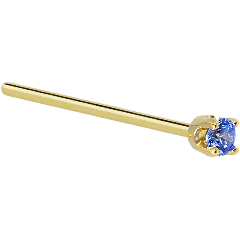 BodyCandy Solid 14K Yellow Gold 2mm Arctic Blue Cubic Zirconia Nose Ring — lifestyle context
