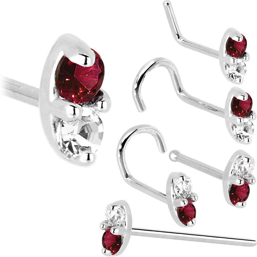 BodyCandy 14k White Gold Red 1.5mm CZ Marquise Nose Ring — size reference
