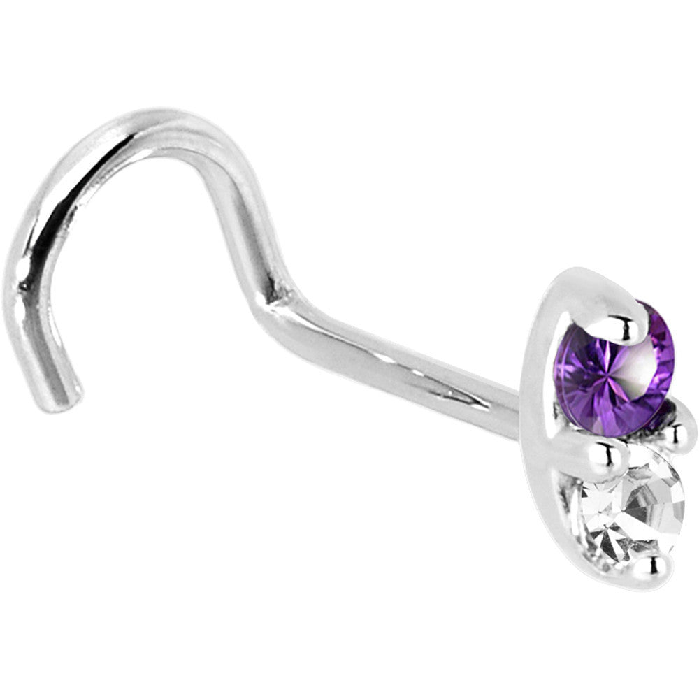BodyCandy 14k White Gold Amethyst 1.5mm CZ Marquise Nose Ring — alternative angle