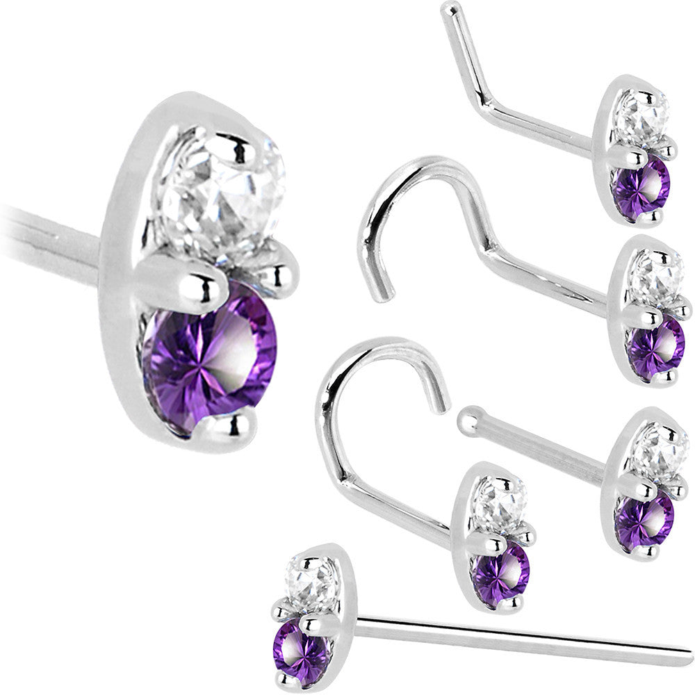 BodyCandy 14k White Gold Amethyst 1.5mm CZ Marquise Nose Ring — size reference