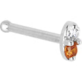 BodyCandy 14k White Gold Orange 1.5mm CZ Marquise Nose Ring — detail close-up