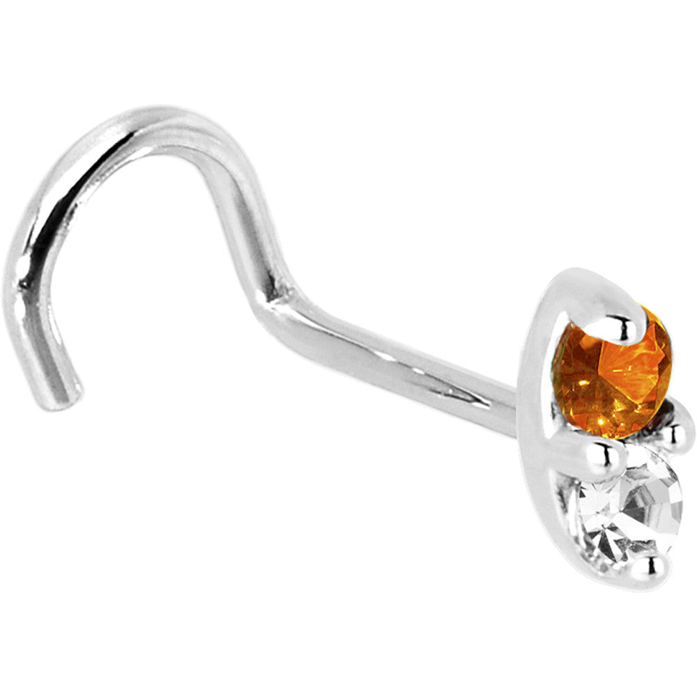 BodyCandy 14k White Gold Orange 1.5mm CZ Marquise Nose Ring — alternative angle