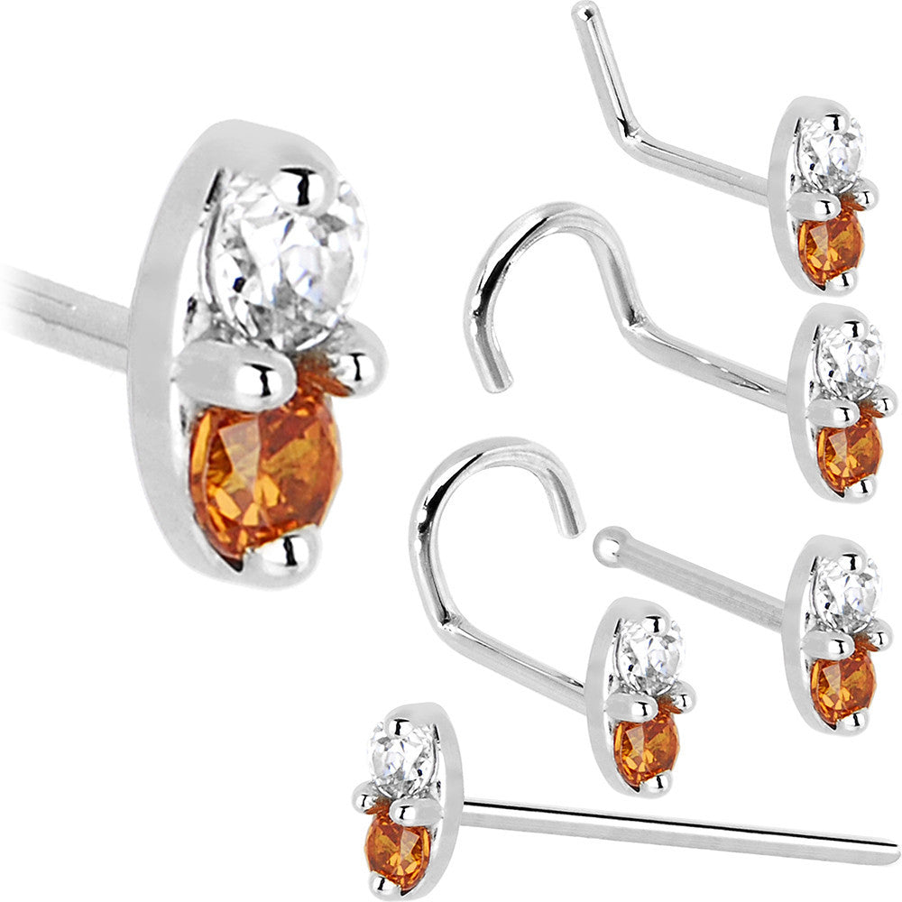 BodyCandy 14k White Gold Orange 1.5mm CZ Marquise Nose Ring — size reference