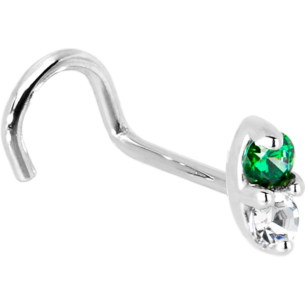 BodyCandy 14k White Gold Green 1.5mm CZ Marquise Nose Ring — alternative angle