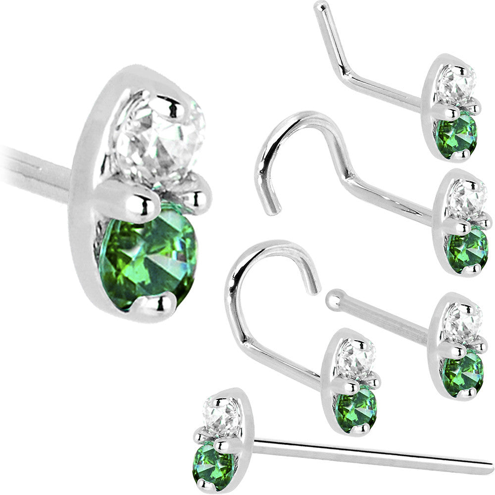 BodyCandy 14k White Gold Green 1.5mm CZ Marquise Nose Ring — size reference