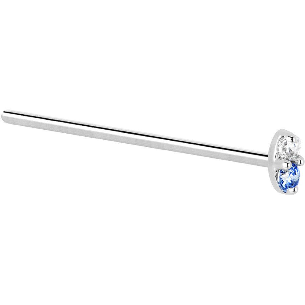 BodyCandy 14k White Gold Arctic Blue 1.5mm CZ Marquise Nose Ring — side view