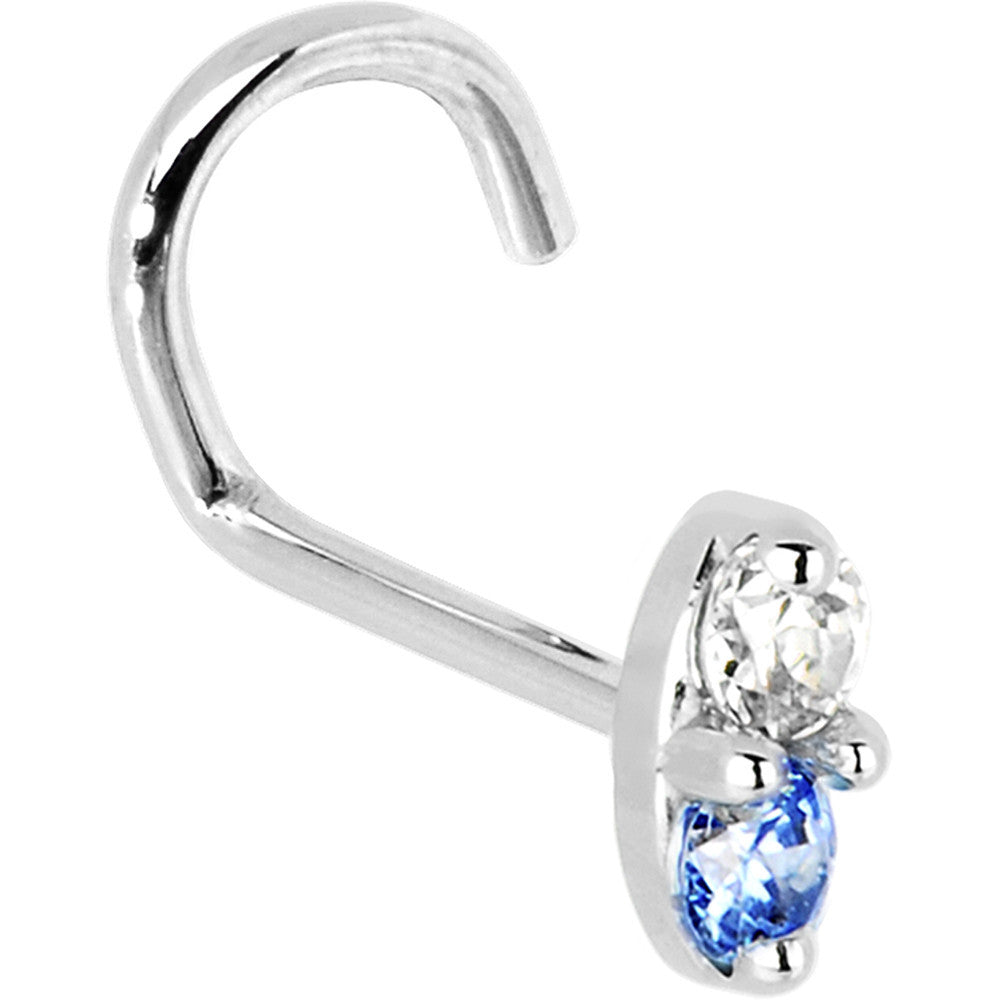 BodyCandy 14k White Gold Arctic Blue 1.5mm CZ Marquise Nose Ring — alternative angle
