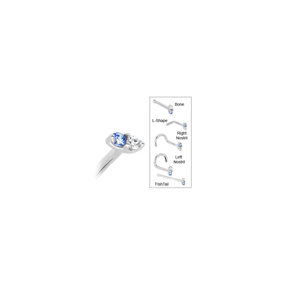 BodyCandy 14k White Gold Arctic Blue 1.5mm CZ Marquise Nose Ring — size reference