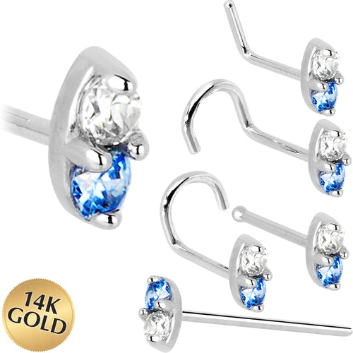 BodyCandy 14k White Gold Arctic Blue 1.5mm CZ Marquise Nose Ring — main product shot