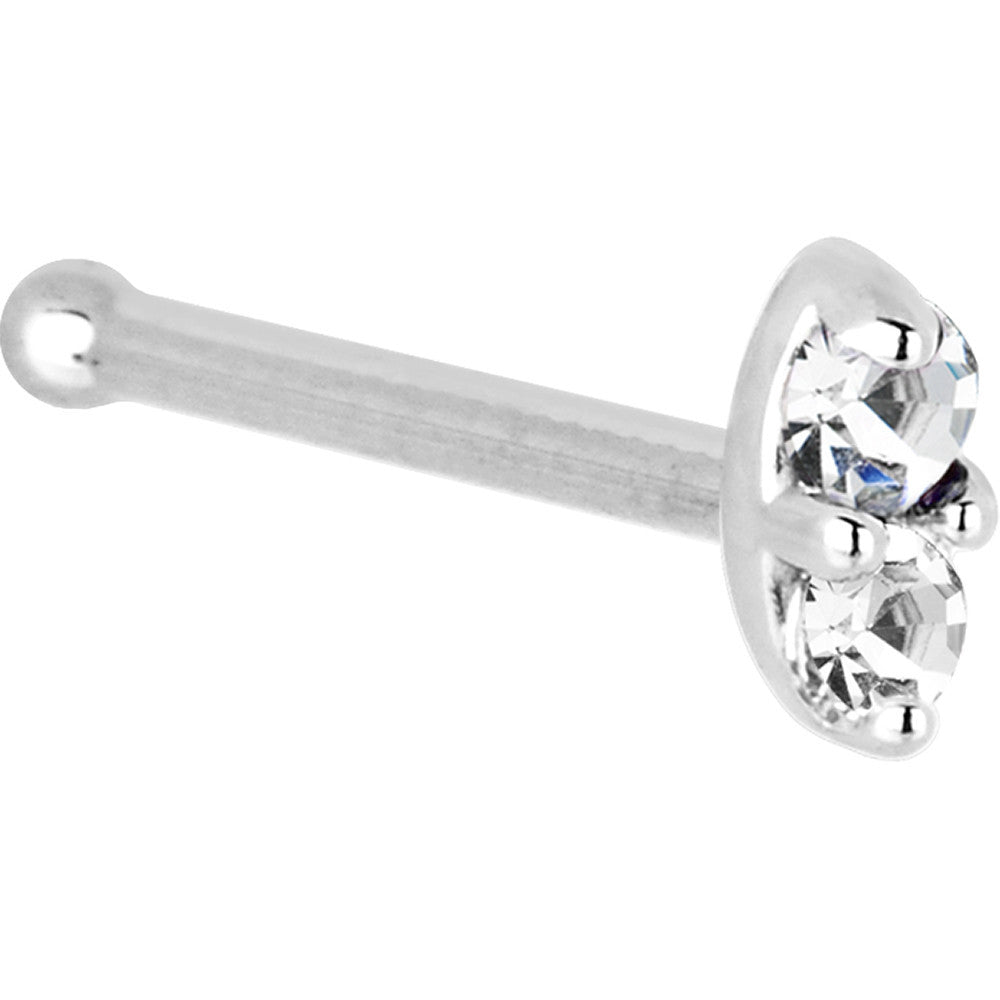 BodyCandy 14k White Gold 1.5mm Genuine Diamond Marquise Nose Ring — detail close-up