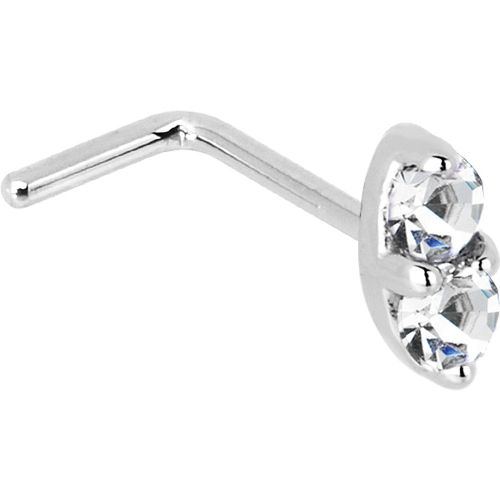 BodyCandy 14k White Gold 1.5mm Genuine Diamond Marquise Nose Ring — side view