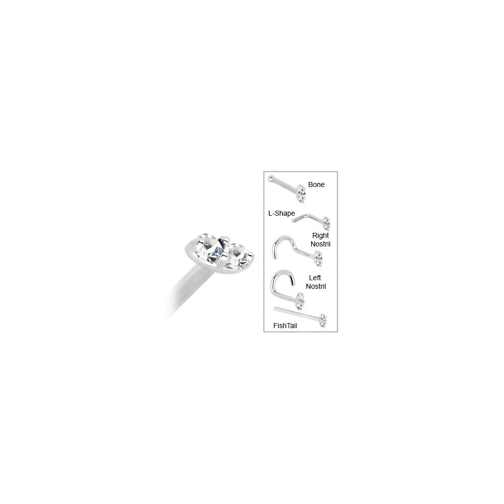 BodyCandy 14k White Gold 1.5mm Genuine Diamond Marquise Nose Ring — in-use photo