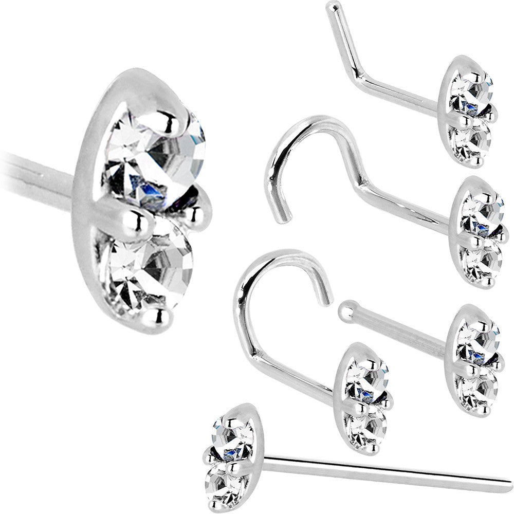 BodyCandy 14k White Gold 1.5mm Genuine Diamond Marquise Nose Ring — size reference