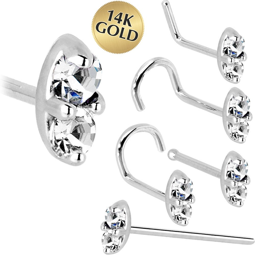 BodyCandy 14k White Gold 1.5mm Genuine Diamond Marquise Nose Ring — main product shot