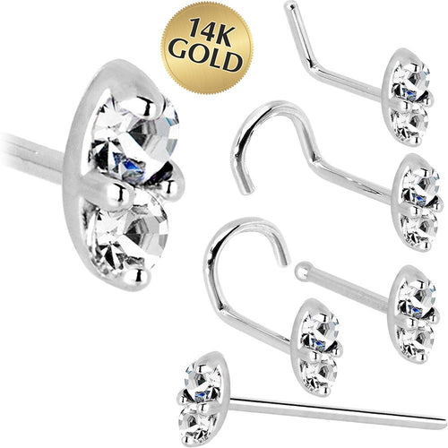 BodyCandy 14k White Gold 1.5mm Genuine Diamond Marquise Nose Ring — main product shot