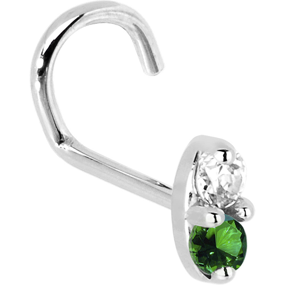 BodyCandy 14k White Gold 1.5mm Genuine Emerald Diamond Marquise Nose Ring — back view