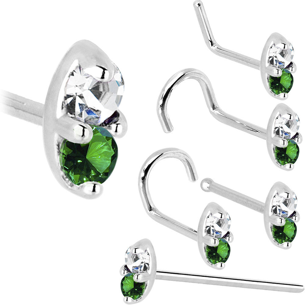 BodyCandy 14k White Gold 1.5mm Genuine Emerald Diamond Marquise Nose Ring — size reference